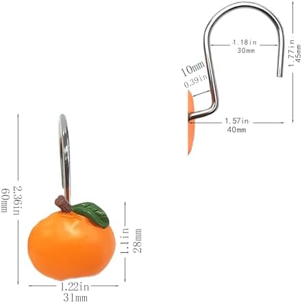 Fruity Flush - Set of 12 Apricot Shower Curtain Hooks Rust-Resistant Kid-Friendly