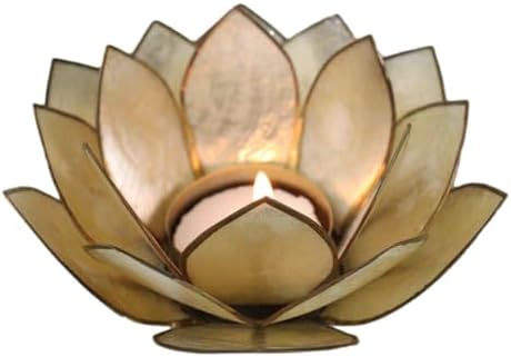Ebros Hand Crafted Capiz Seashell Lotus Votive Candle Holder