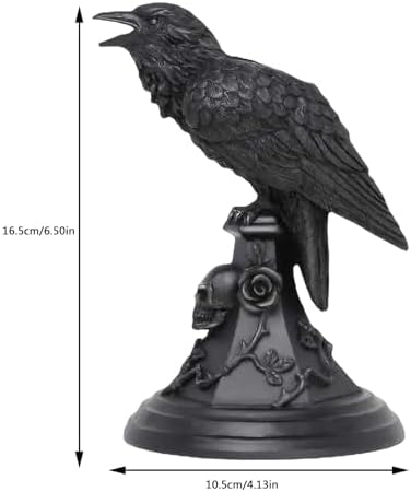 Halloween Black Resin Crow Candle Stick Holder
