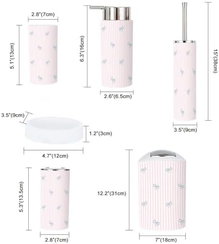6-Piece Preppy Cartoon Bath Accessory Set - Durable Stylish