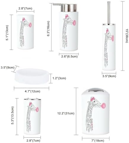 JBNJANKDAV Hand Drawn Giraffe Bathroom Accessories Set