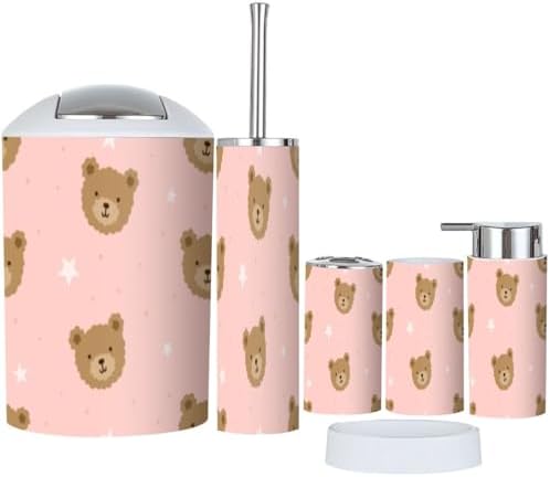 Cute Girly 6-Piece Bathroom Accessory Set
