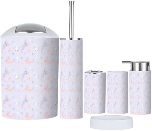 6-Piece Kids Bath Organizer Set with Cute Axolotl Design