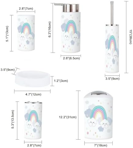 Cutesy Magical Rainbow Clouds Bathroom Set 6 Piece for Kids