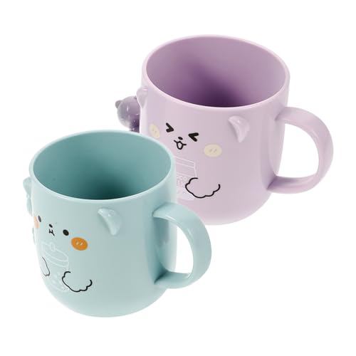 2-Pack Kids Reusable Toothbrush Cup - Cute Plastic Mugs for Toddlers