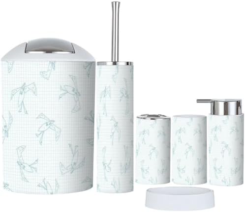 Cute Rainbow Dino Bathroom Accessory Set 6 Piece