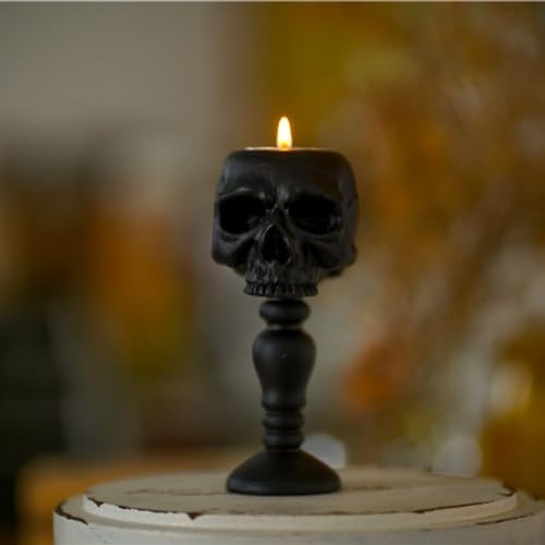 Halloween Skull Candle Holder Resin Skeleton Candle Cup Base Decor