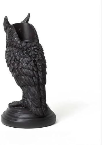 Gothic Owl Candle Stick Holders - Black Resin Decor compliments