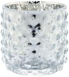 CC Home Furnishings 4 Silver Glass Tea Light Candle Holder