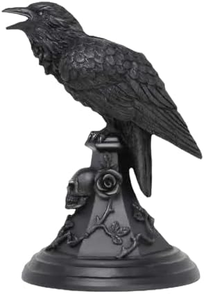 Halloween Black Resin Crow Candle Stick Holder