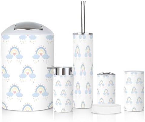 GISGBJW Cute 6-Piece Blue Stars Bath Set for Boys Tidy Modern