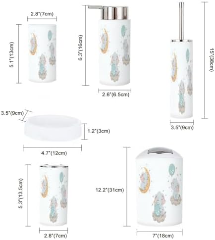 Stylish 6-Piece Bathroom Accessory Set with Bamboo Holder Toothbrush Cup