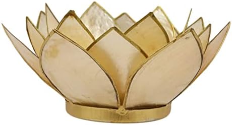 Ebros Hand Crafted Capiz Seashell Lotus Votive Candle Holder