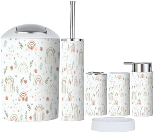 Rustic Bathroom Accessory Set 6 Piece Rainbow Decor