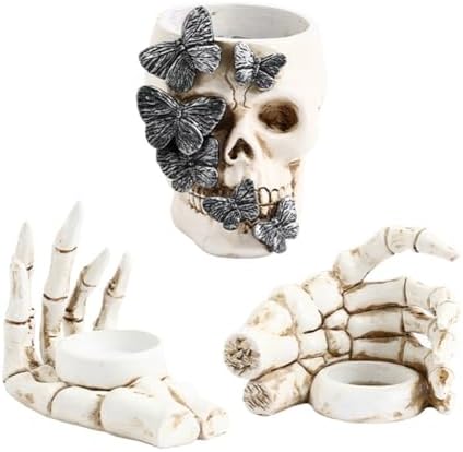 Festive Halloween Skeleton Tea Skull Pen Holders Katutude