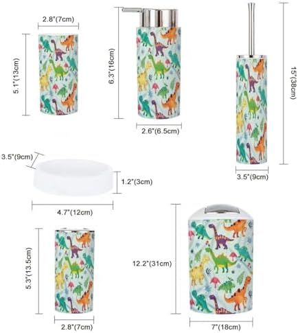 6-Piece Dinosaur-themed Boys Bathroom Accessories with Eco-Friendly Material