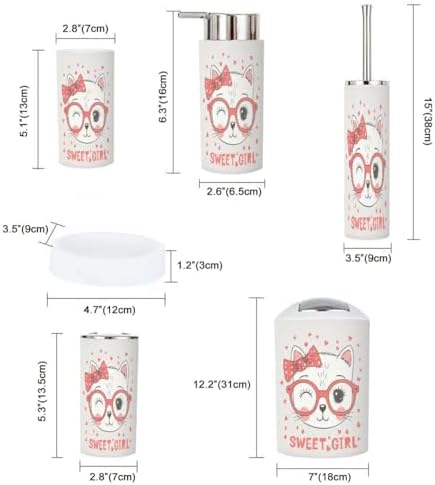 Elegance in Every Bisbee - 6-Piece Bathroom Set with Cat Face Design