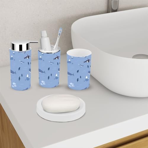 Ocean Fish Pattern 6 Piece Bathroom Accessories Set
