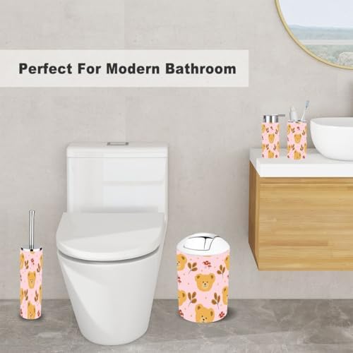 Stylish 6-Piece Kawaii Bear Bathroom Accessory Set with Durable Materials