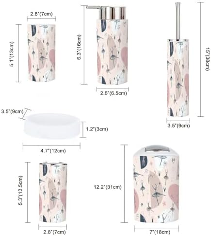 Bathroom Storage Set 6 Pcs Childish Ballerina Design for Organization