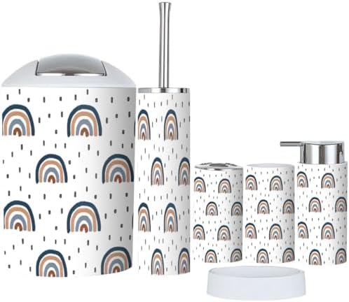 Cute Rainbow Bathroom Accessory Set 6 Piece
