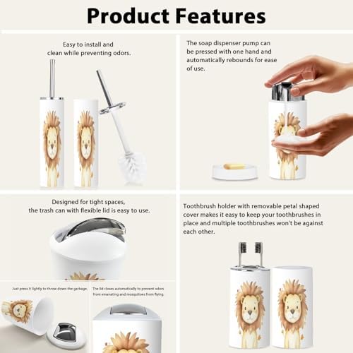 6-Piece Boho Watercolor Bathroom Accessory Set