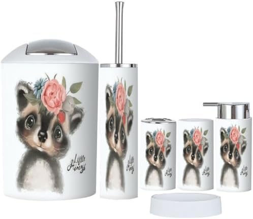 Cute Floral Bathroom Accessory Set 6 Piece