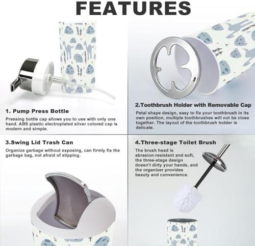 Stylish Dinosaur Bathroom Accessory Set for Kids Purable Durable