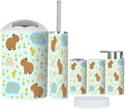 tranqdehom bohi capybara 6-piece bathroom accessory set