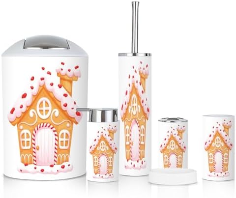 Stylish 6-Piece Bath Accessory Set Gingerbread House
