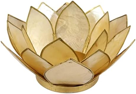 Ebros Hand Crafted Capiz Seashell Lotus Votive Candle Holder