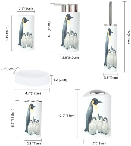 Boho Penguins Bathroom Accessory Set 6 Piece