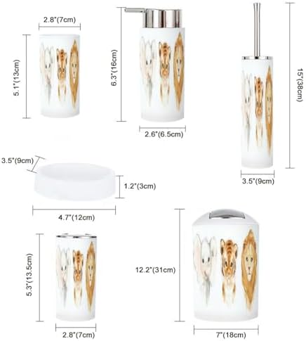 6 Piece bathroom accessory set with funny animal theme