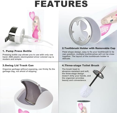 Cute Little Girl Balloon Bathroom Accessories Set