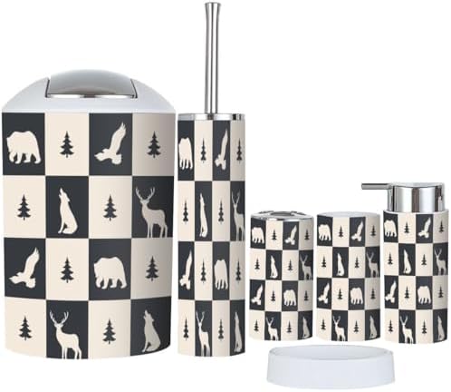 6-Piece Forest Animal Bathroom Set Bear Eagle Deer Accessory Set