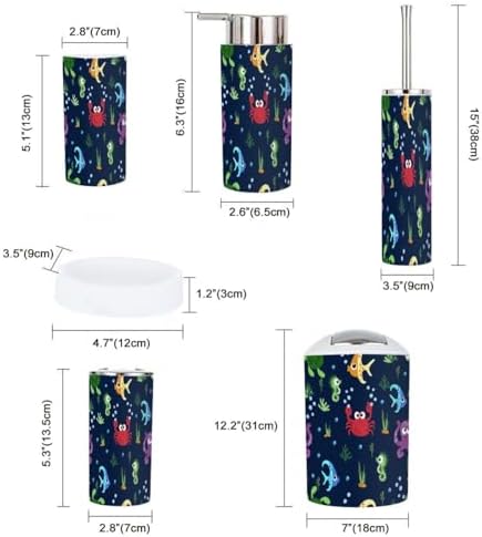 6 Piece Bathroom Accessory Set with Under Sea Design