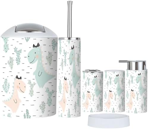 PlayfulBOHO Set - 6 Piece bathroom Accessories Dinosaur Princess Toothbrush Holder