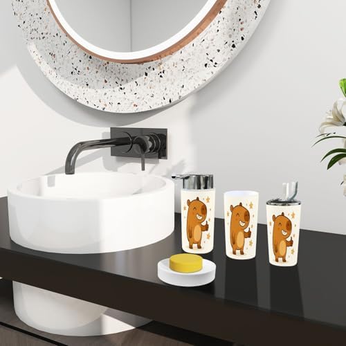 6-Piece Boho-Capybara Bathroom Accessory Set for Home Kitchen