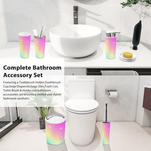 Bathroom Accessory Set Boho Pink Mesh Design