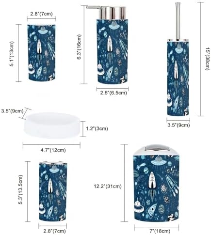 Bathroom Accessory Set for Kids Cartoon Space Planets Durable Eco-Friendly