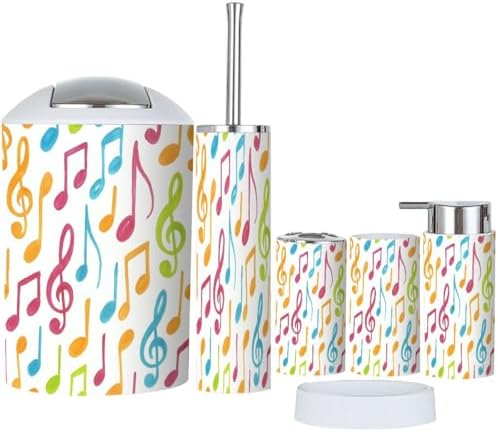 Bathroom Accessory Set 6 Piece Boho Unique Design Trash Can More