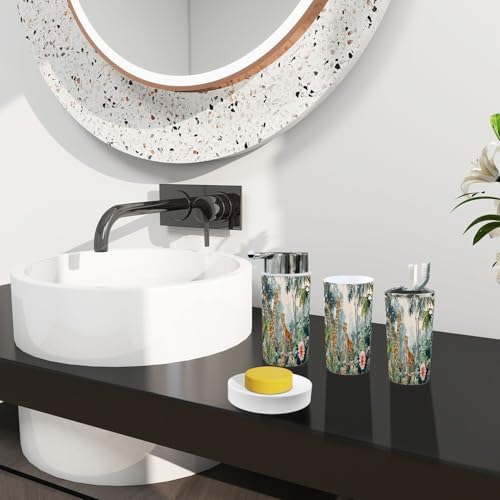 6-Piece Bohemian Jungle Bathroom Accessory Set for Kids and Adults