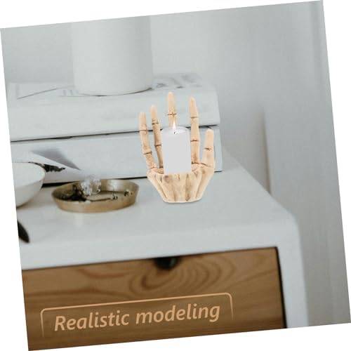 Halloween Skull Candle Holder Resin Skeleton Hand Tea Light Stand