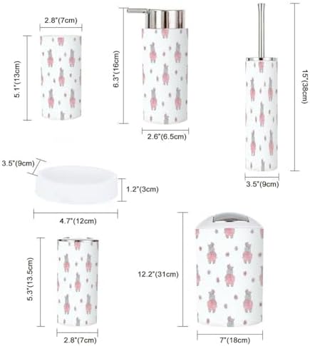Bathroom Accessory Set for Girls Cute Hippo Pattern Design