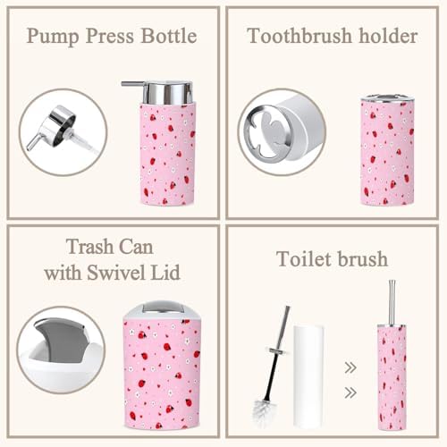 6-Piece Bathroom Set with Botanical Orrery Pattern