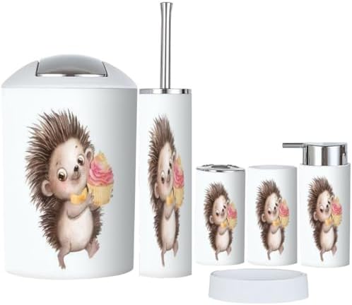 6-Piece Cartoon Hedgehog Bathroom Set