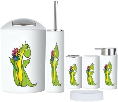Stylish 6-Piece Bathroom Set Dragon Toothbrush Holder More Durable Functional Design