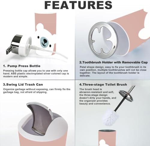 6-Piece Kids Bathroom Accessories Set - Durable Stylish