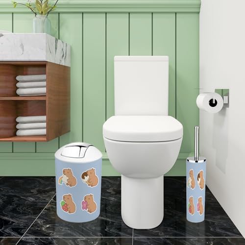 Bathroom Accessory Set Boho Style 6 Piece White Animal Character Organizing Set