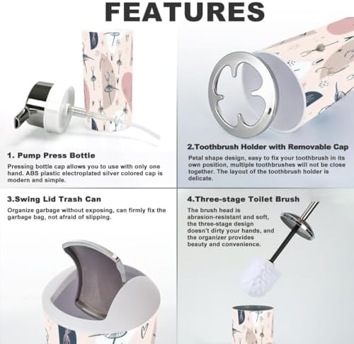 Bathroom Storage Set 6 Pcs Childish Ballerina Design for Organization
